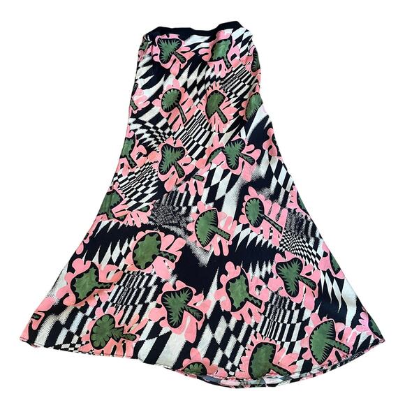 Untitled in Motion Black Bias Cut Midi Skirt LARGE Mushroom Designer Career $262 - Picture 8 of 11